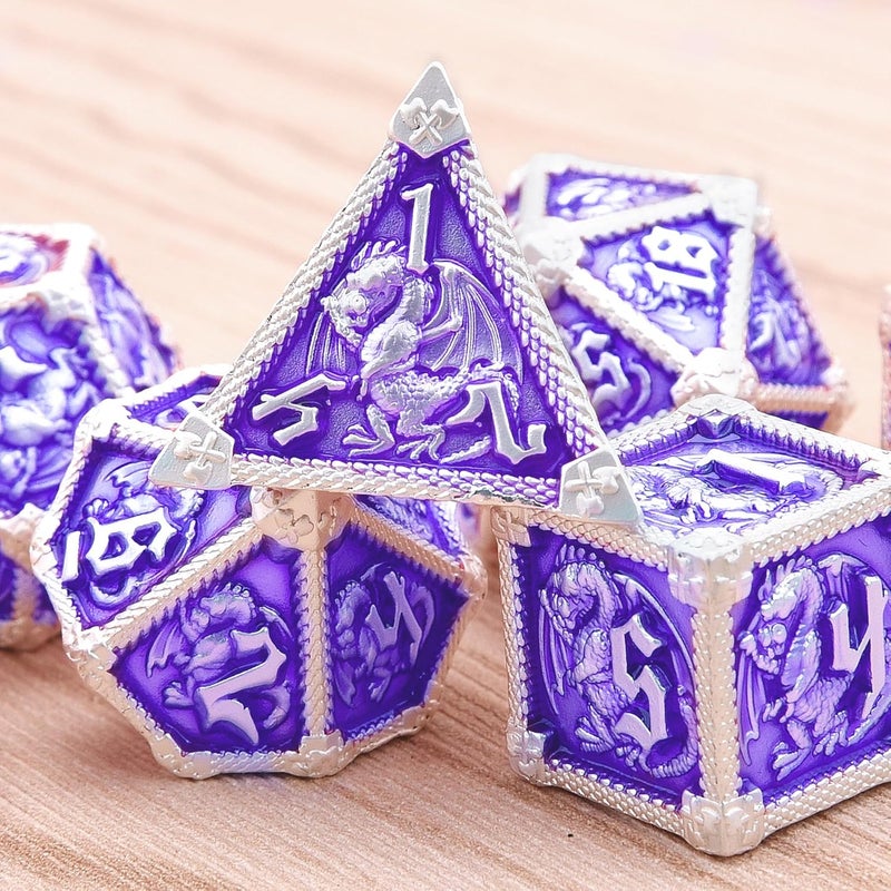 AUSTOR 7-Die Metal DND Dice Set Dungeons and Dragons Polyhedral Roll Playing Dice with Box D20 D12 D10 D% D8 D6 D4 for Pathfinder MTG RPG Board Games - Image 4